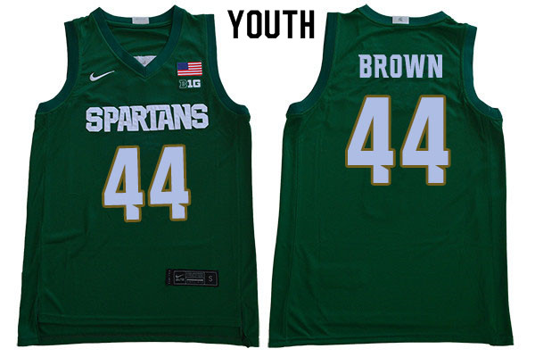 2019-20 Youth #44 Gabe Brown Michigan State Spartans College Basketball Jerseys Sale-Green